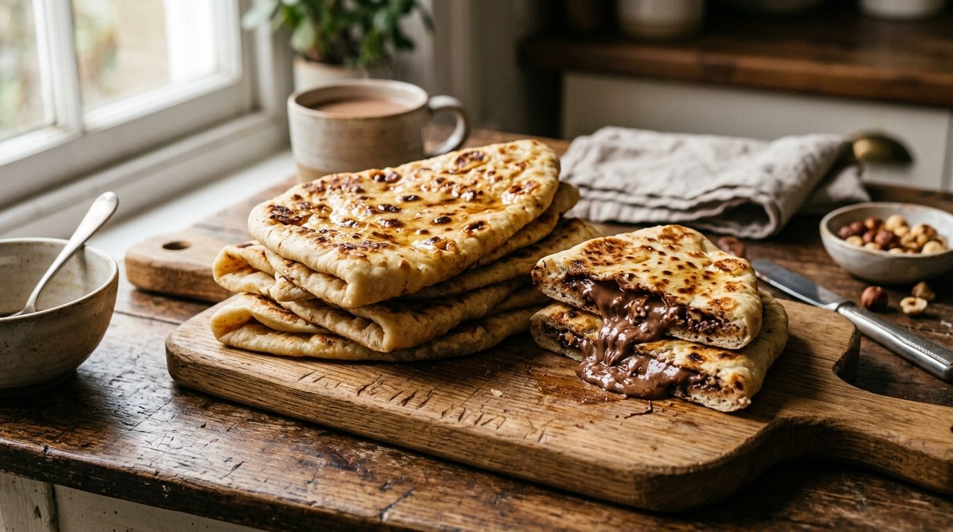 Naans moelleux au Nutella : la recette facile à la poêle