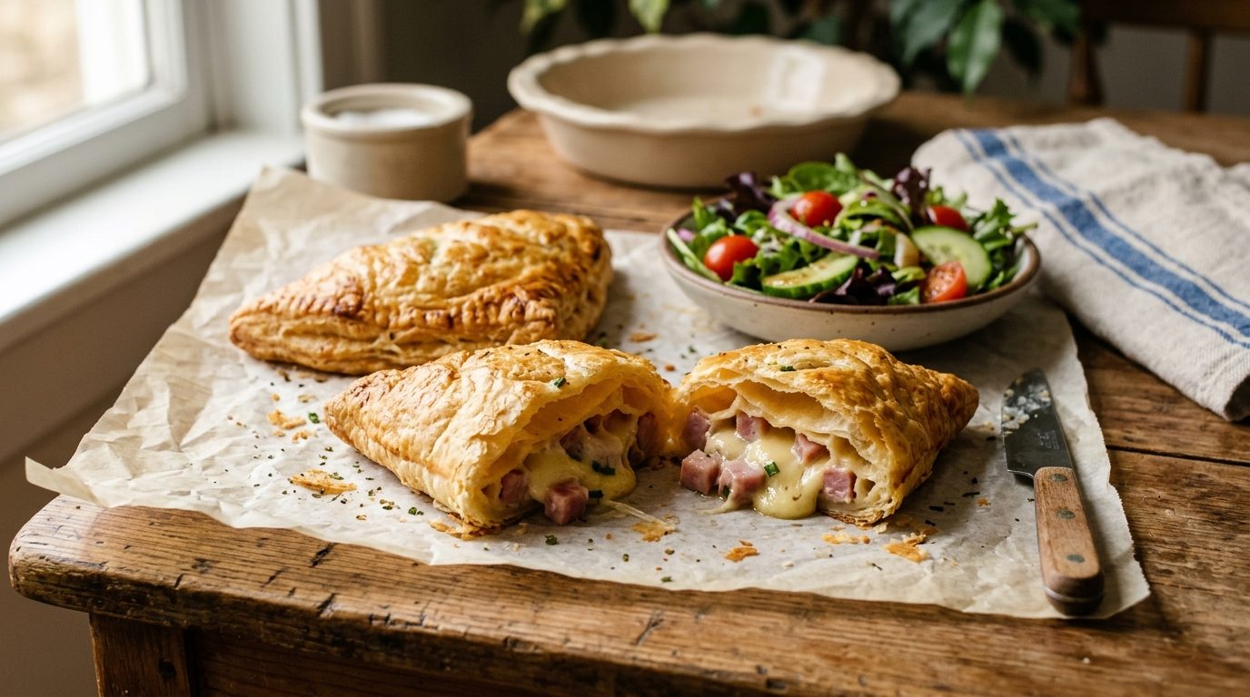 Chaussons feuilletés au jambon et béchamel légère