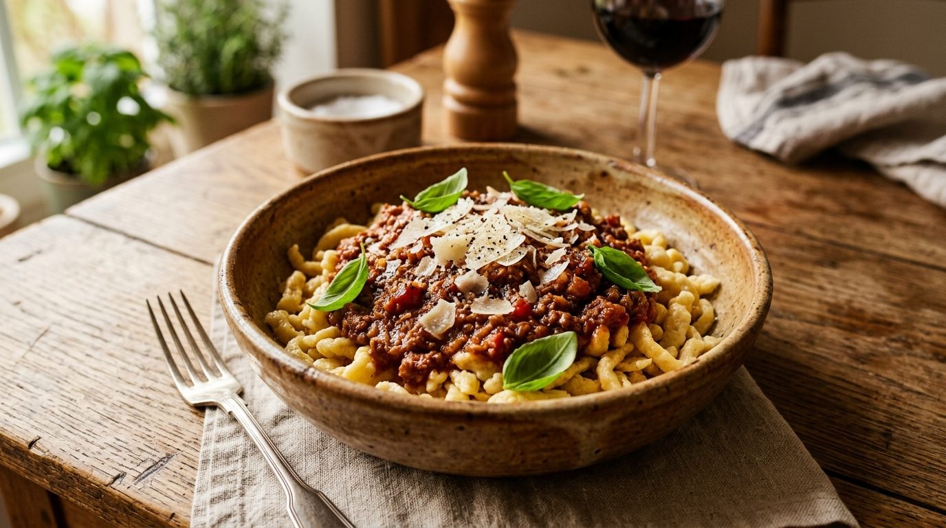 Spätzle maison et sauce bolognaise express : le réconfort au quotidien