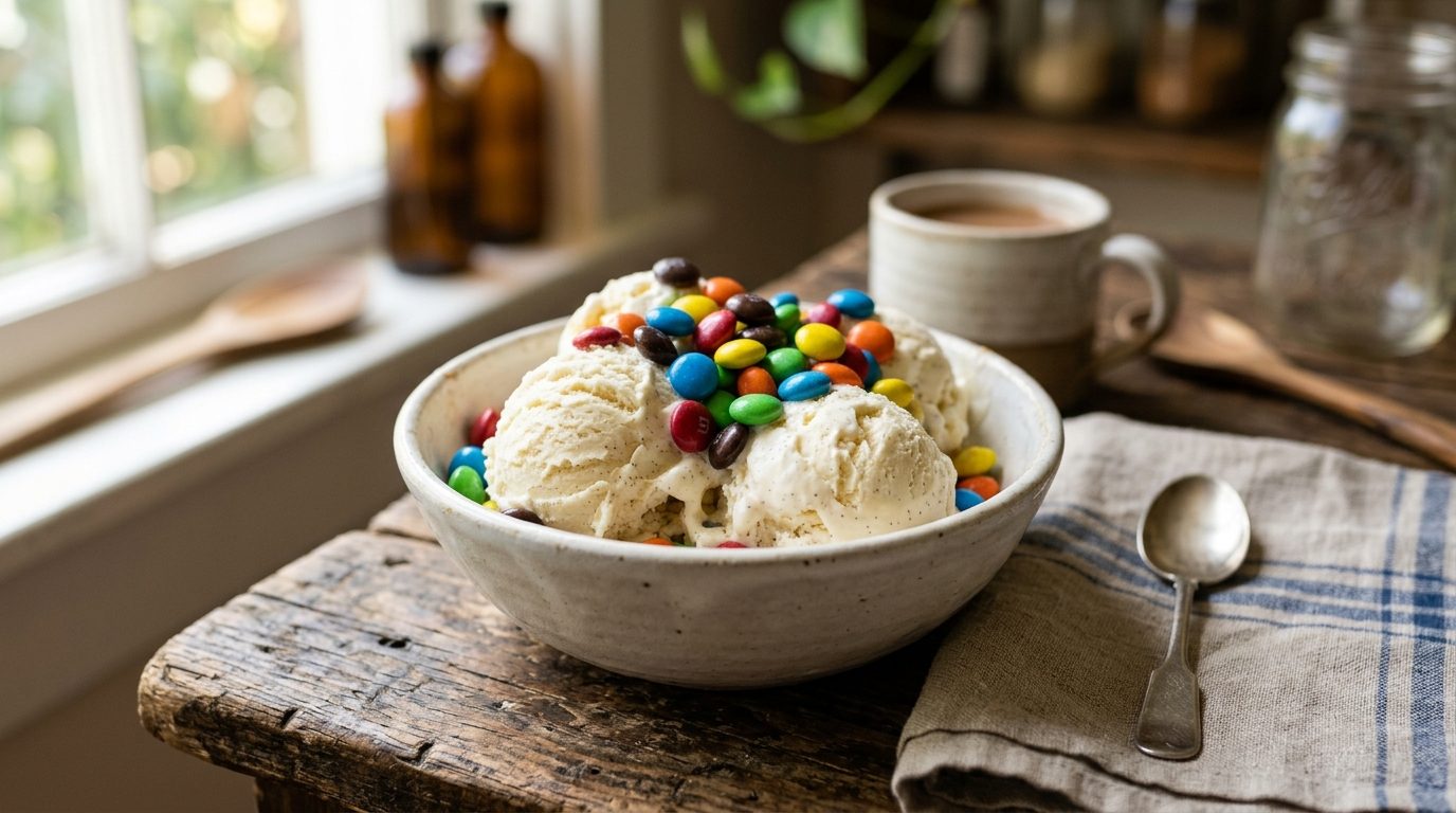 Glace à la vanille et Smarties : la recette réconfortante des après-midis gourmands